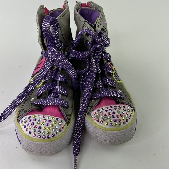 Girls Grey Bedazzled Skechers Twinkle Toes size 11 ½ - Picture 3 of 11